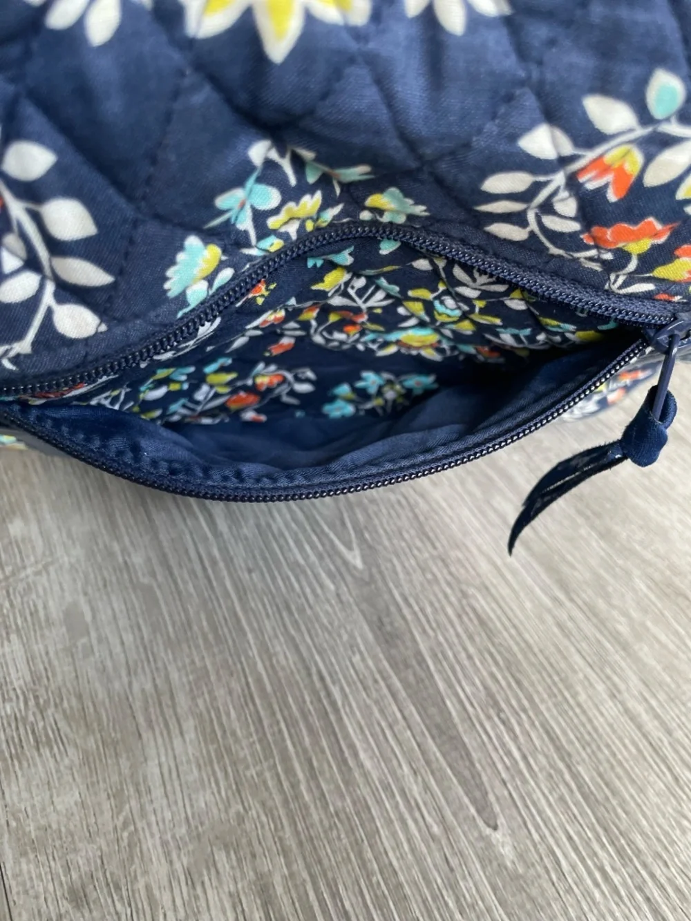 Vera Bradley Small Trimmed Vera Tote | Navy Floral Quilted Shoulder Bag